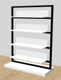 ekspozytor wystawowy niski z mobilnymi półkami