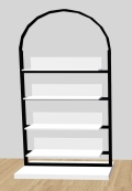 ekspozytor wystawowy łuk niski z mobilnymi półkami