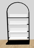 ekspozytor wystawowy łuk niski z mobilnymi półkami